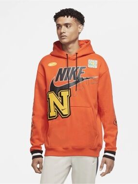 Nike Orange Graphic Pullover Hoodie